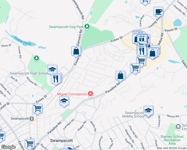 map of restaurants, bars, coffee shops, grocery stores, and more near 7 Belleair Drive in Swampscott