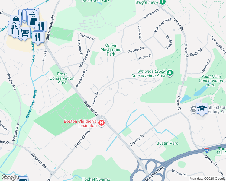 map of restaurants, bars, coffee shops, grocery stores, and more near 23 Fifer Lane in Lexington