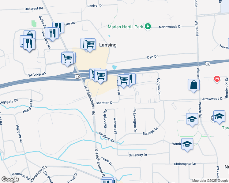 map of restaurants, bars, coffee shops, grocery stores, and more near 36 Cinema Drive in Ithaca
