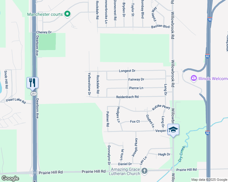 map of restaurants, bars, coffee shops, grocery stores, and more near 5579 Pierce Lane in South Beloit