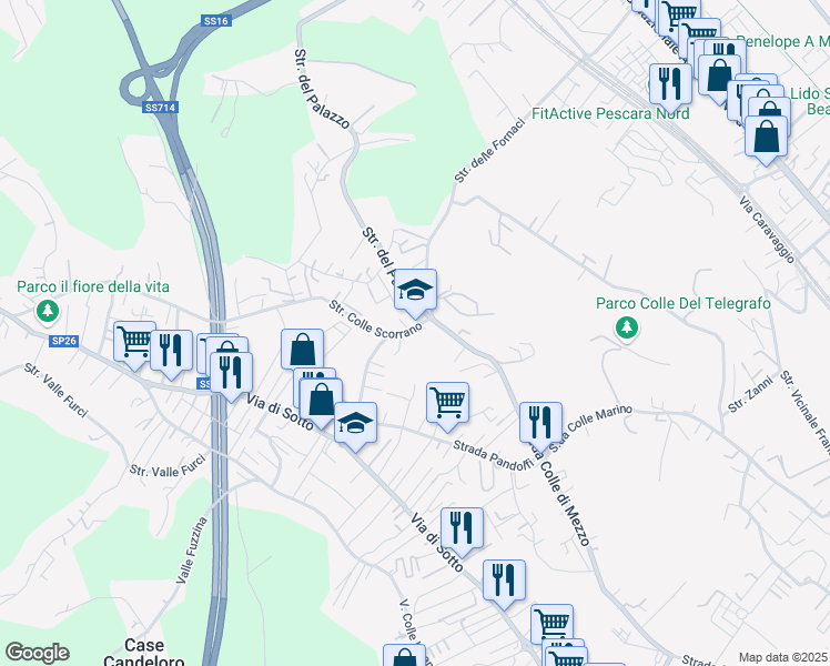 map of restaurants, bars, coffee shops, grocery stores, and more near in Province of Pescara
