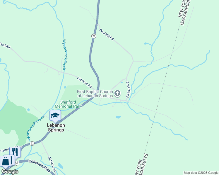 map of restaurants, bars, coffee shops, grocery stores, and more near 23 Spring Hill Road in New Lebanon