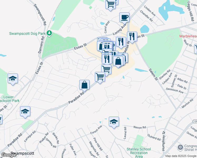 map of restaurants, bars, coffee shops, grocery stores, and more near 354 Paradise Road in Swampscott