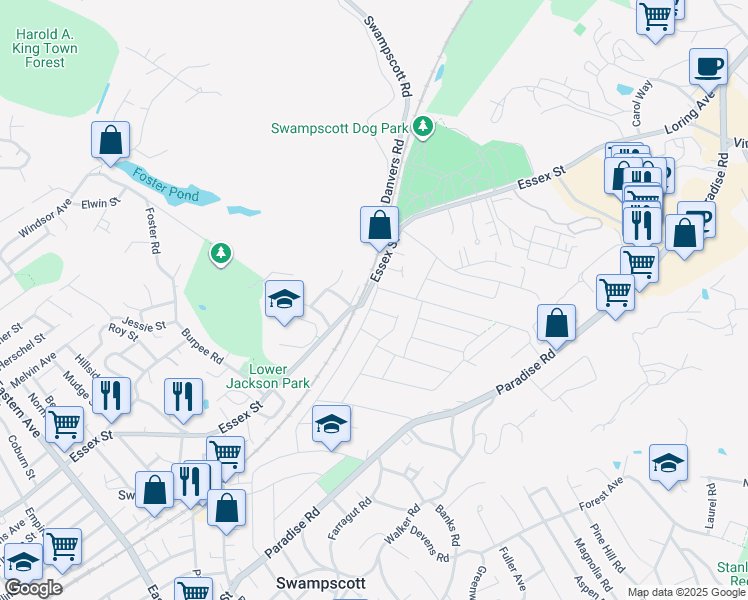 map of restaurants, bars, coffee shops, grocery stores, and more near 161 Stetson Avenue in Swampscott