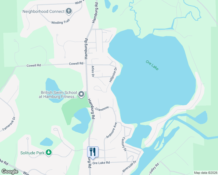 map of restaurants, bars, coffee shops, grocery stores, and more near 8435 Hillpoint Drive in Brighton