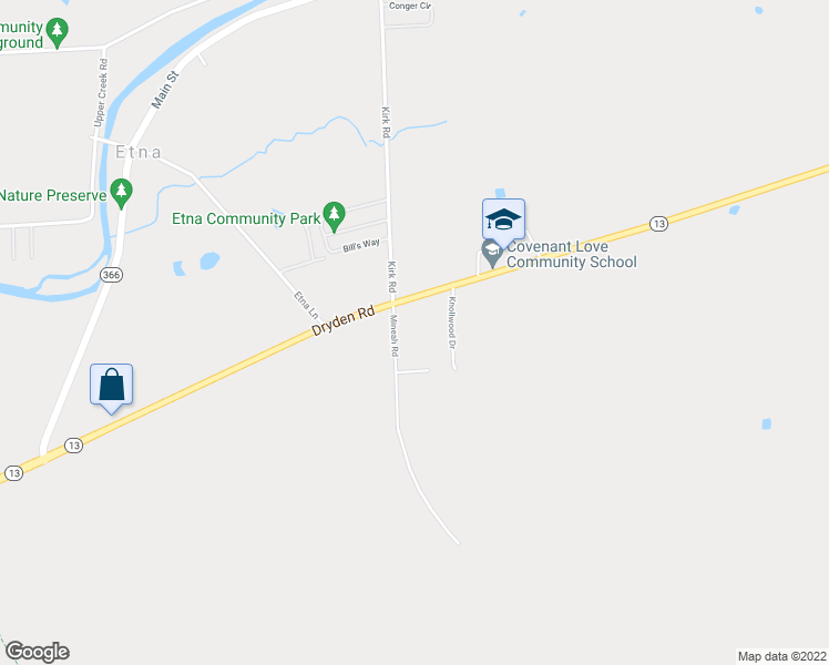 map of restaurants, bars, coffee shops, grocery stores, and more near 5 Mineah Road in Freeville