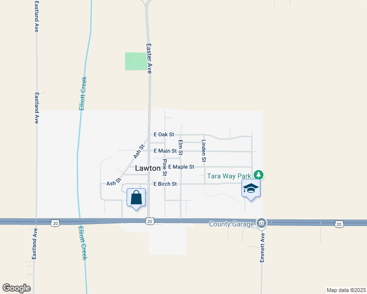 map of restaurants, bars, coffee shops, grocery stores, and more near 301 East Main Street in Lawton