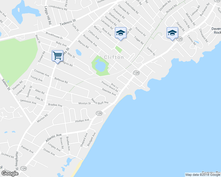 map of restaurants, bars, coffee shops, grocery stores, and more near 9 Preston Beach Road in Marblehead