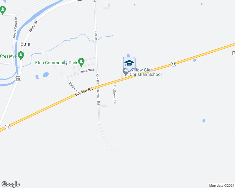 map of restaurants, bars, coffee shops, grocery stores, and more near 3 Knollwood Drive in Freeville