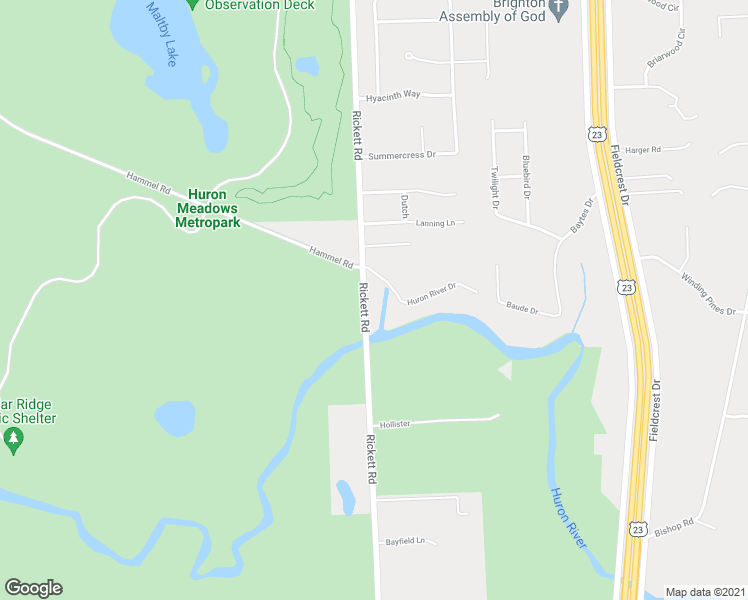 map of restaurants, bars, coffee shops, grocery stores, and more near 8379 Rickett Road in Brighton