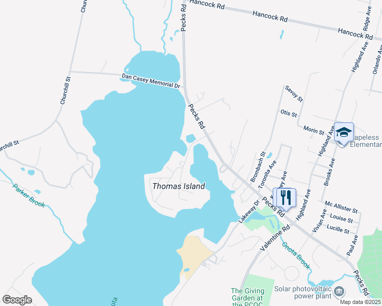 map of restaurants, bars, coffee shops, grocery stores, and more near 47 Thomas Island Road in Pittsfield
