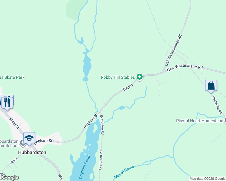 map of restaurants, bars, coffee shops, grocery stores, and more near 45 Brigham Street in Hubbardston