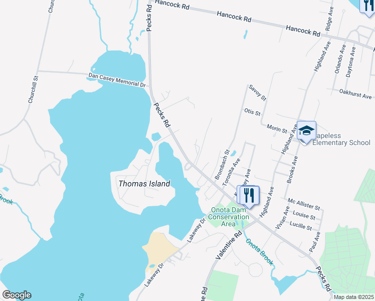 map of restaurants, bars, coffee shops, grocery stores, and more near 492 Pecks Rd in Pittsfield
