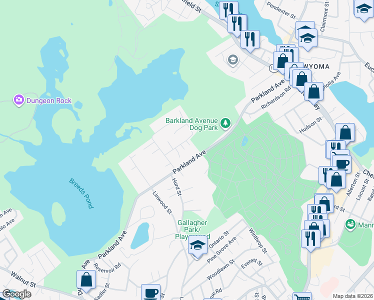 map of restaurants, bars, coffee shops, grocery stores, and more near 10 Alan Road in Lynn
