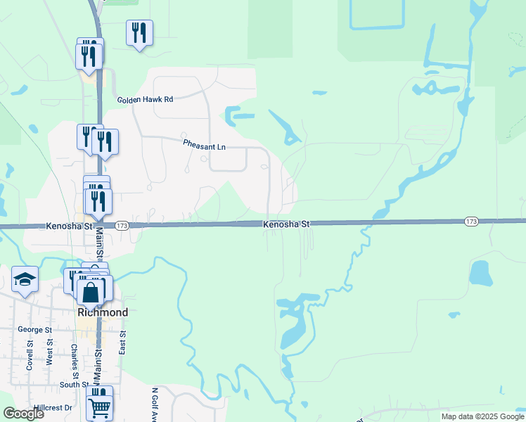 map of restaurants, bars, coffee shops, grocery stores, and more near 10605 Hunt Club Road in Richmond