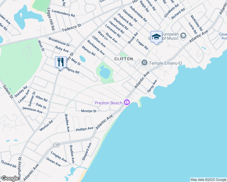 map of restaurants, bars, coffee shops, grocery stores, and more near 9 Preston Beach Road in Marblehead