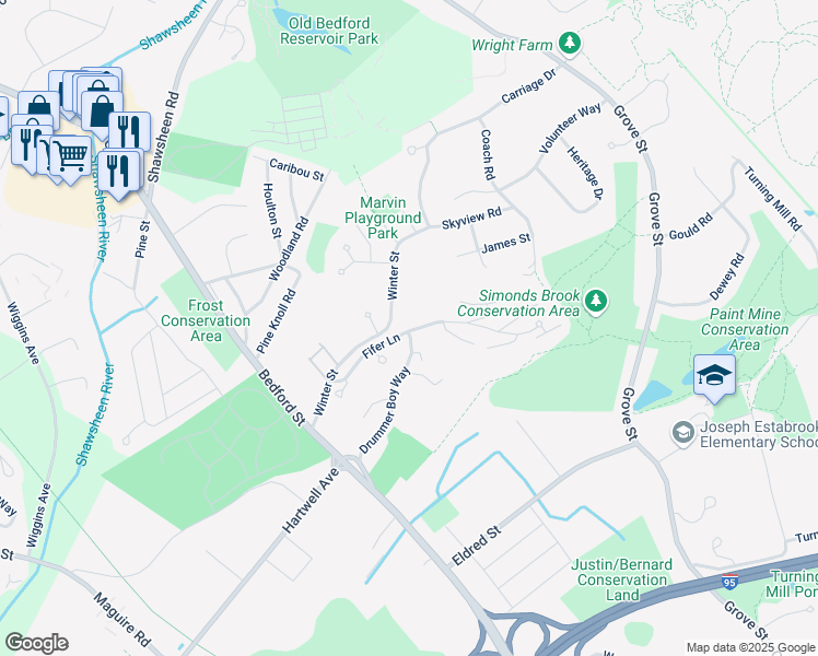 map of restaurants, bars, coffee shops, grocery stores, and more near 23 Fifer Lane in Lexington
