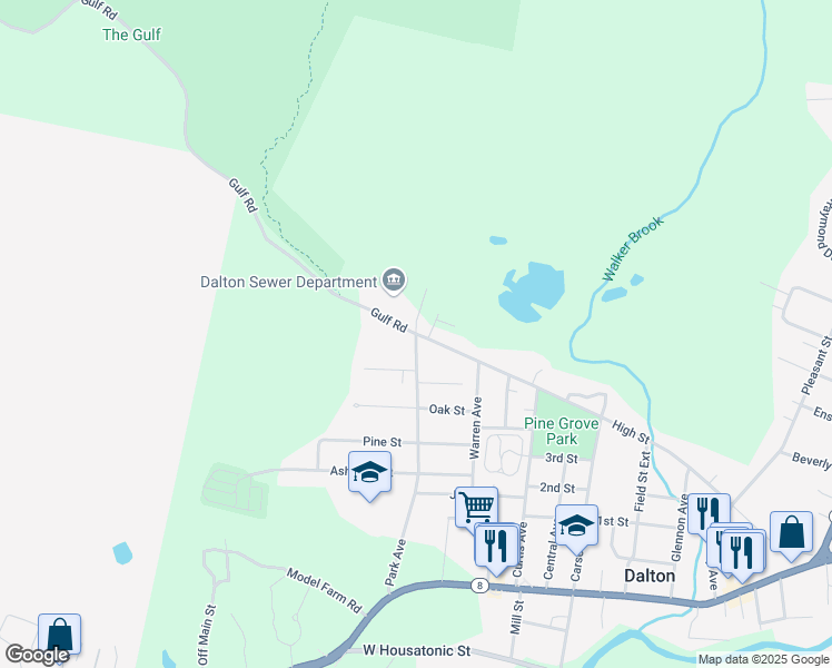 map of restaurants, bars, coffee shops, grocery stores, and more near 2 Bridle Road in Dalton