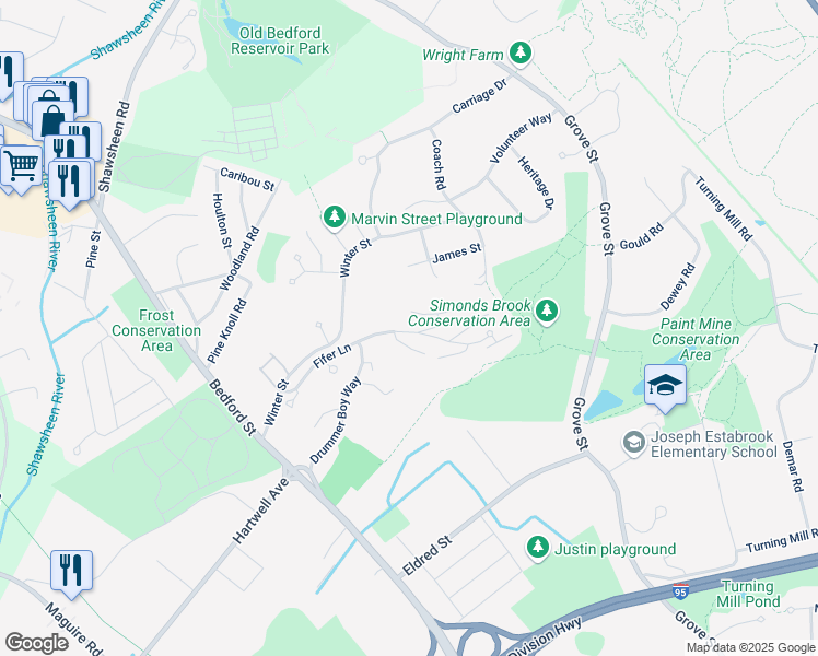 map of restaurants, bars, coffee shops, grocery stores, and more near 96 Fifer Lane in Lexington