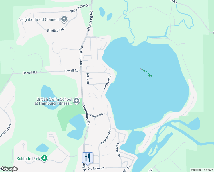 map of restaurants, bars, coffee shops, grocery stores, and more near 7415 Bauchat Road in Brighton