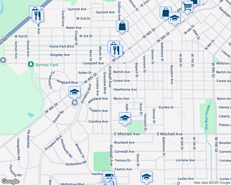 map of restaurants, bars, coffee shops, grocery stores, and more near 115 Hawthorne Avenue in Waterloo