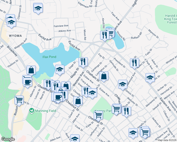 map of restaurants, bars, coffee shops, grocery stores, and more near 10 Goodell Street in Lynn