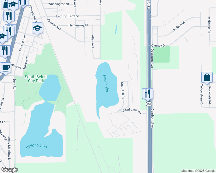 map of restaurants, bars, coffee shops, grocery stores, and more near 1220 Dearborn Avenue in South Beloit