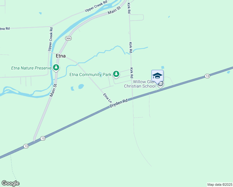 map of restaurants, bars, coffee shops, grocery stores, and more near 1 Kirk Road in Freeville