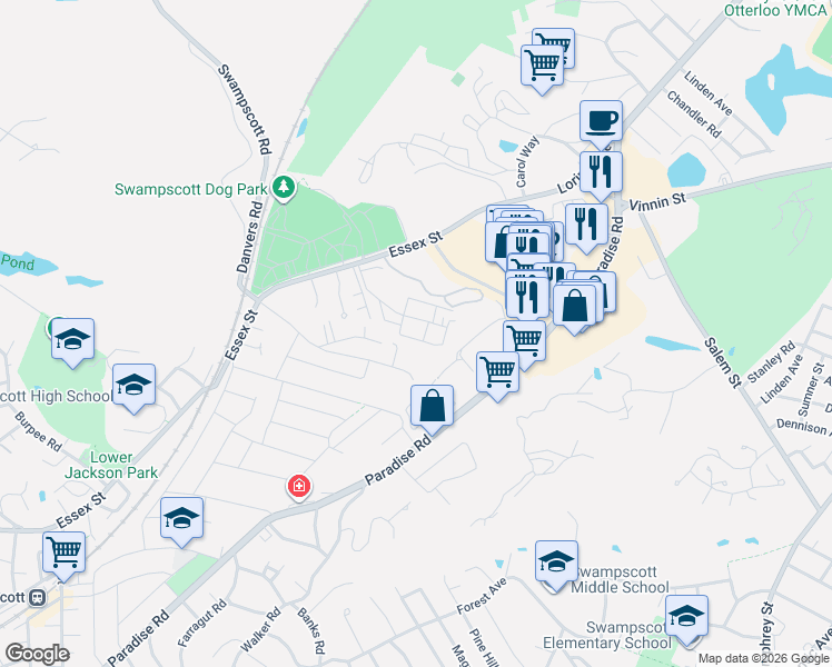 map of restaurants, bars, coffee shops, grocery stores, and more near 5 Bar Link Way in Swampscott