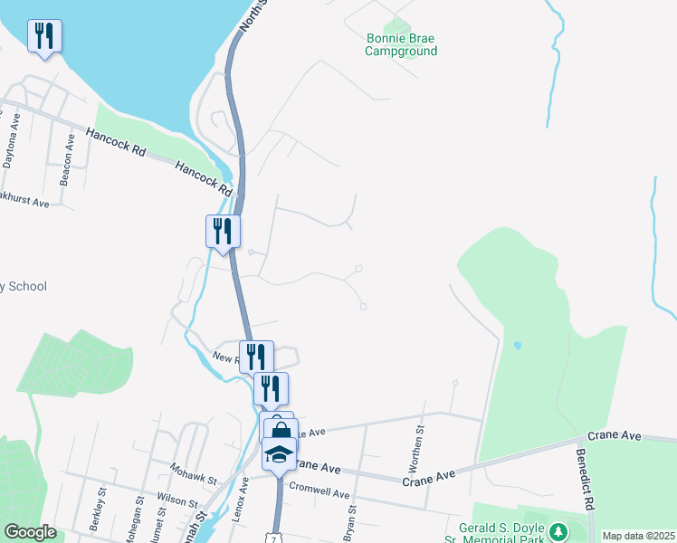 map of restaurants, bars, coffee shops, grocery stores, and more near 21 Walden Lane in Pittsfield
