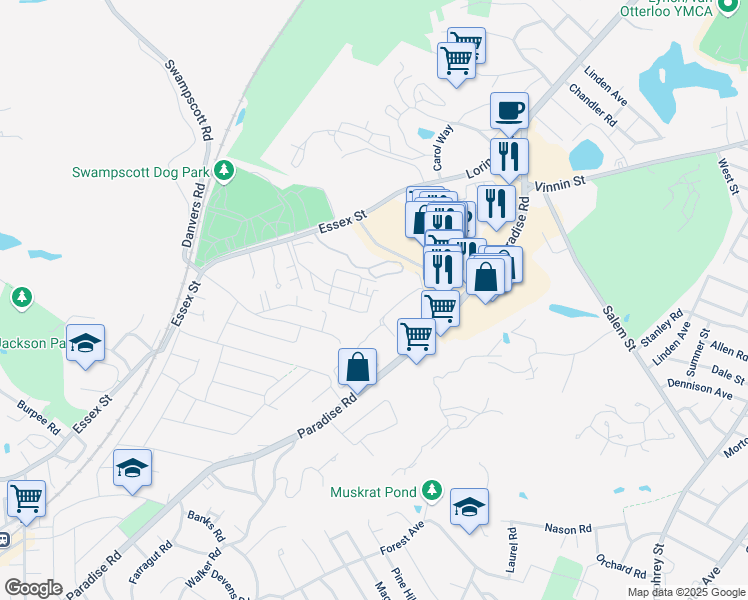 map of restaurants, bars, coffee shops, grocery stores, and more near 14 Shackle Way in Swampscott