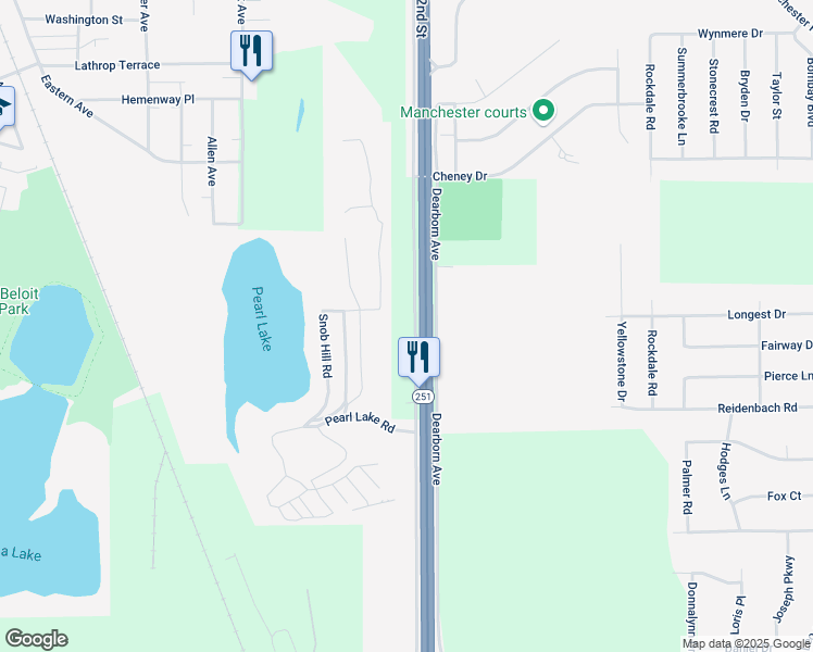 map of restaurants, bars, coffee shops, grocery stores, and more near 1040 Dearborn Avenue in South Beloit