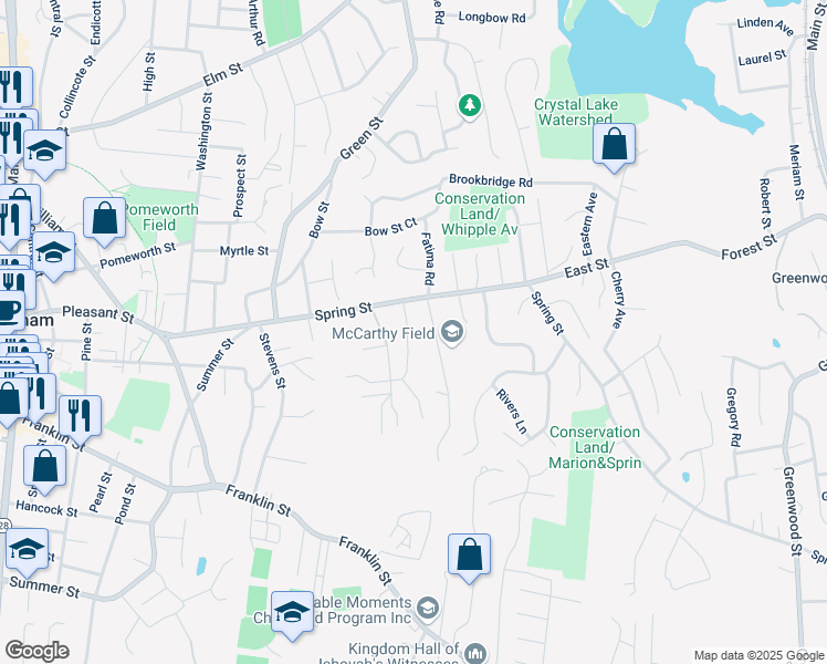 map of restaurants, bars, coffee shops, grocery stores, and more near 5 Landers Road in Stoneham