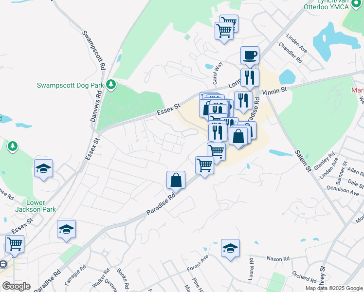 map of restaurants, bars, coffee shops, grocery stores, and more near 14 Shackle Way in Swampscott