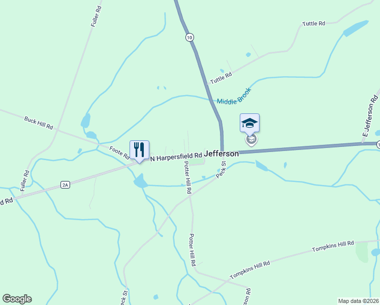 map of restaurants, bars, coffee shops, grocery stores, and more near 145 Main Street in Jefferson