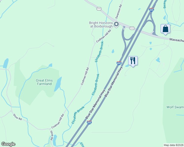 map of restaurants, bars, coffee shops, grocery stores, and more near 284 Codman Hill Road in Boxborough