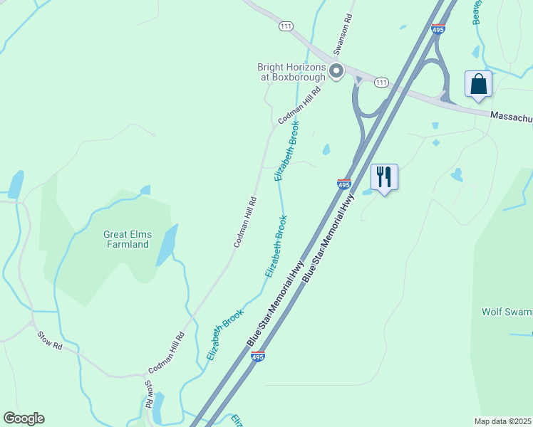 map of restaurants, bars, coffee shops, grocery stores, and more near 284 Codman Hill Road in Boxborough