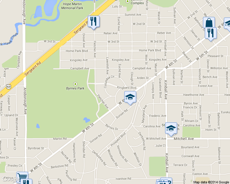 map of restaurants, bars, coffee shops, grocery stores, and more near 511 Columbia Circle in Waterloo