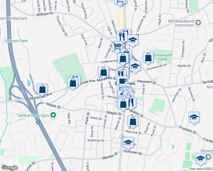 map of restaurants, bars, coffee shops, grocery stores, and more near 5 Gilmore St in Stoneham