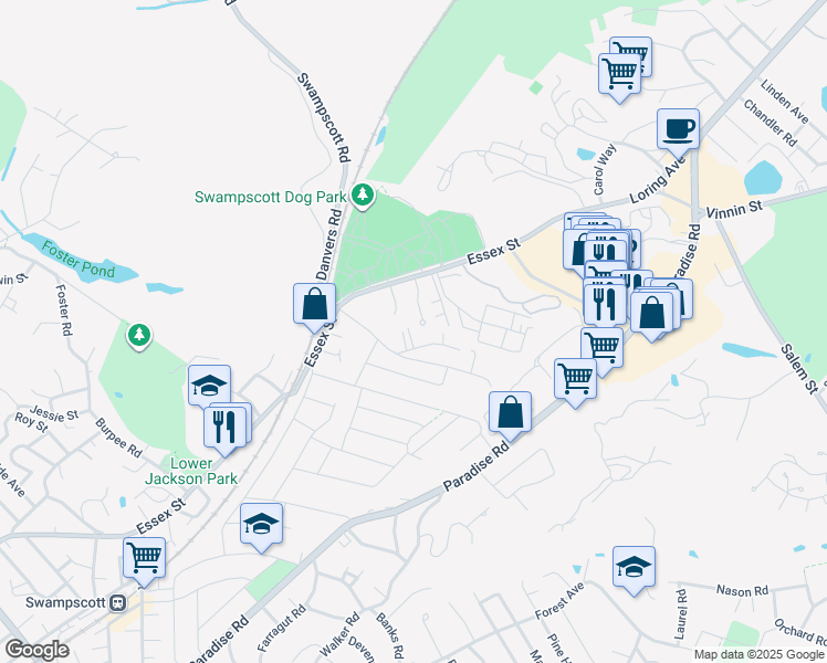 map of restaurants, bars, coffee shops, grocery stores, and more near 33 Ryan Place in Swampscott