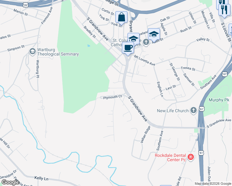 map of restaurants, bars, coffee shops, grocery stores, and more near 1743 Plymouth Court in Dubuque