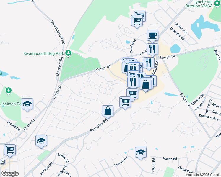 map of restaurants, bars, coffee shops, grocery stores, and more near 14 Shackle Way in Swampscott