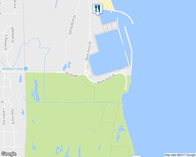map of restaurants, bars, coffee shops, grocery stores, and more near 701 Laurie Lane in Winthrop Harbor