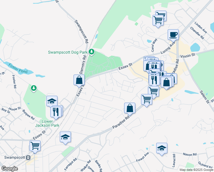 map of restaurants, bars, coffee shops, grocery stores, and more near 33 Ryan Place in Swampscott