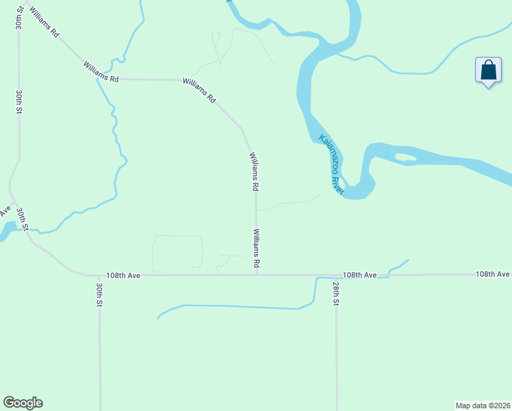 map of restaurants, bars, coffee shops, grocery stores, and more near 837 Williams Road in Allegan