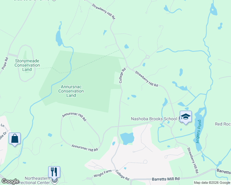 map of restaurants, bars, coffee shops, grocery stores, and more near 385 College Rd in Concord