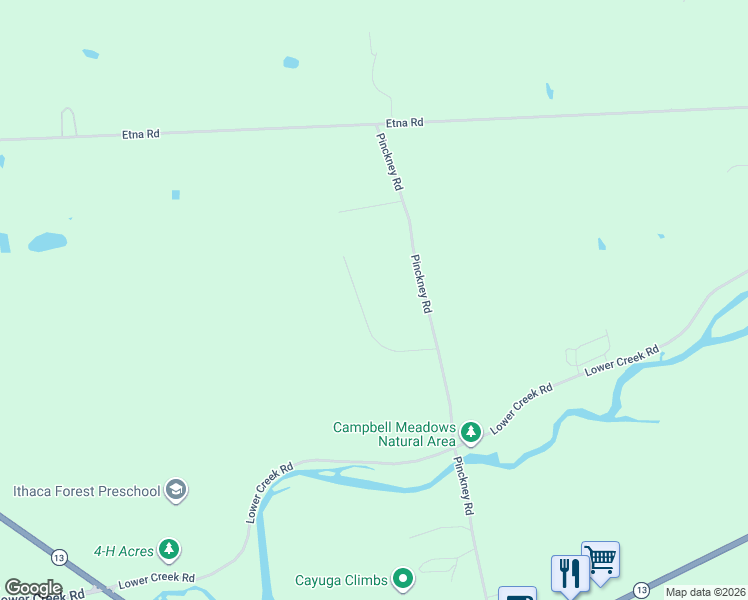 map of restaurants, bars, coffee shops, grocery stores, and more near 39-45 Sunset W Cir in Ithaca
