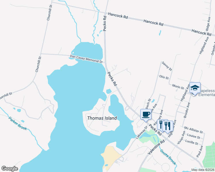 map of restaurants, bars, coffee shops, grocery stores, and more near 561 Pecks Road in Pittsfield