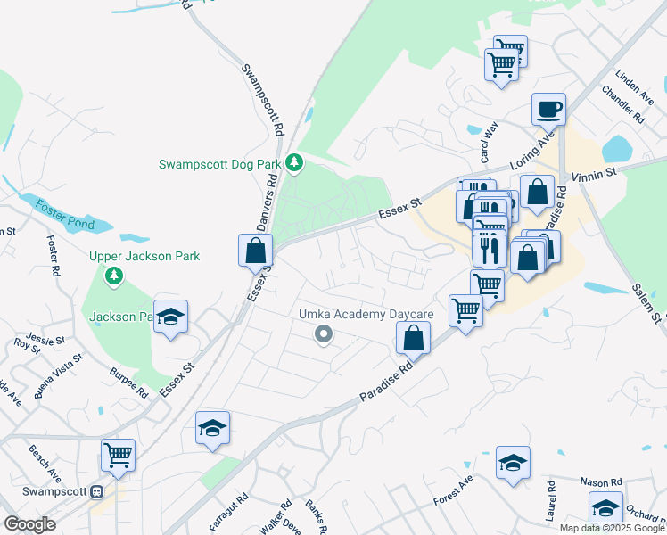 map of restaurants, bars, coffee shops, grocery stores, and more near 33 Ryan Place in Swampscott