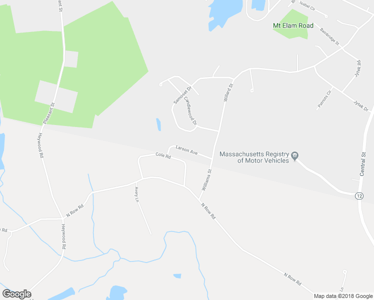 map of restaurants, bars, coffee shops, grocery stores, and more near Larson Avenue in Leominster